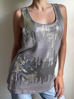 Design History Silver Sequin Tank Top
